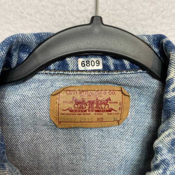 VINTAGE Levis Denim Trucker Jacket Mens XL Acid Wash 70507-0219 Made in USA - Picture 2 of 13